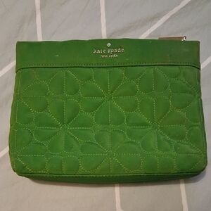 Kate Spade Vibrant Green Quilted Cosmetic Bag Makeup Pouch
